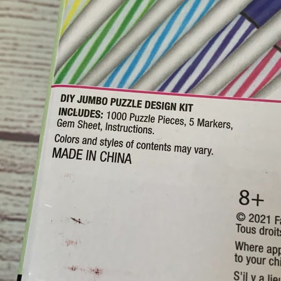 DIY Jumbo Puzzle Design Kit Markers Gems 1,000 Piece Color Craft Puzzle 27x20" - Picture 7 of 12